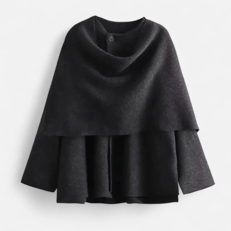 Salvoir | Women’s Fleece Coat with Asymmetrical Scarf Detail