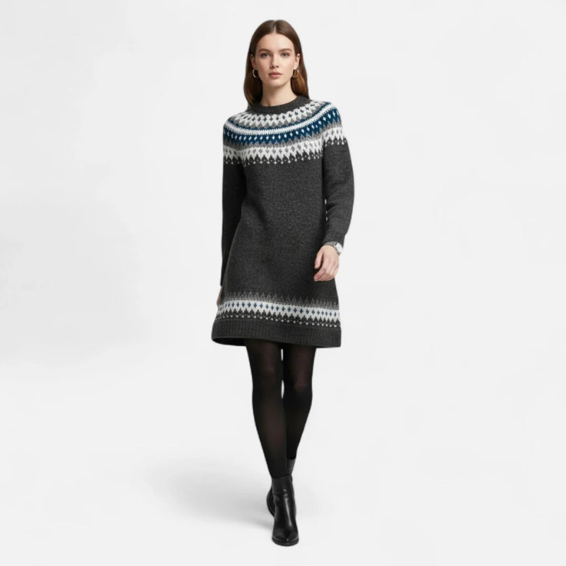 Salvoir | Women’s Round Neck Sweater with Geometric Patterns