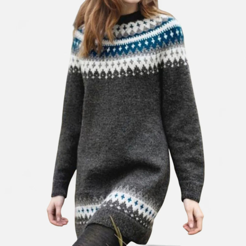 Salvoir | Women’s Round Neck Sweater with Geometric Patterns