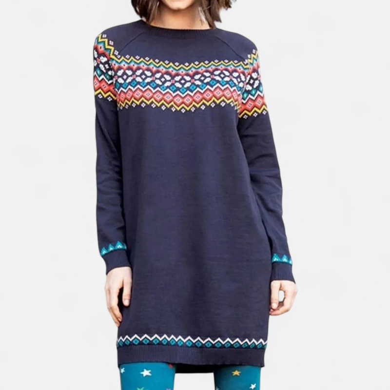 Salvoir | Women’s Round Neck Sweater with Geometric Patterns